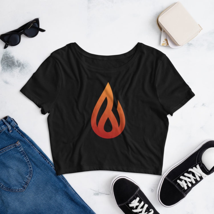 Petrolhead Café Logo Women’s Crop Tee, Dark Colors - Image 2